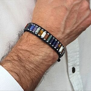 Natural Mix Gemstone Bracelet, Special Design Jewelry with 9 Natural Gemstones